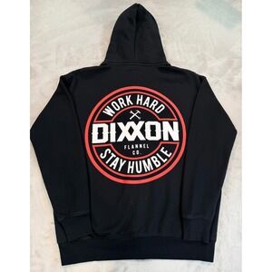 Dixxon Mens Full Zip Hoodie Work Hard Stay Humble Badge Black Medium
